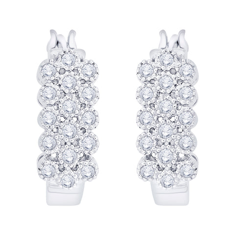 KATARINA 1/2 cttw Bezel Set Diamond Hoop Earrings