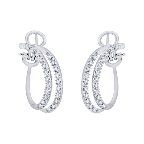 KATARINA 1 cttw Prong Set Diamond Double Row Hoop Earrings