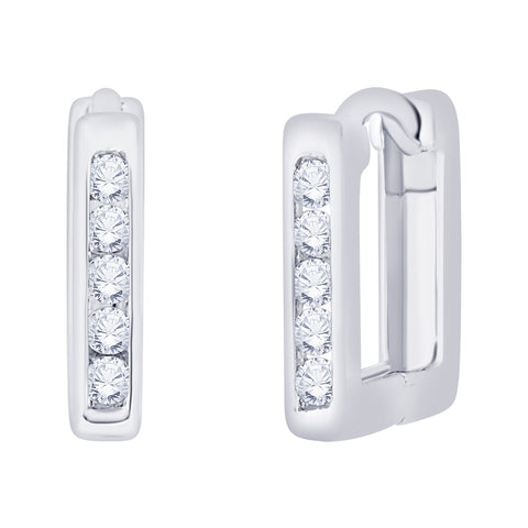 KATARINA 1/10 cttw Channel Set Diamond Hoop Earrings