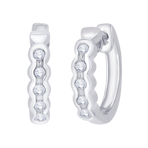 KATARINA 1/10 cttw channel Set Diamond Huggie Earrings