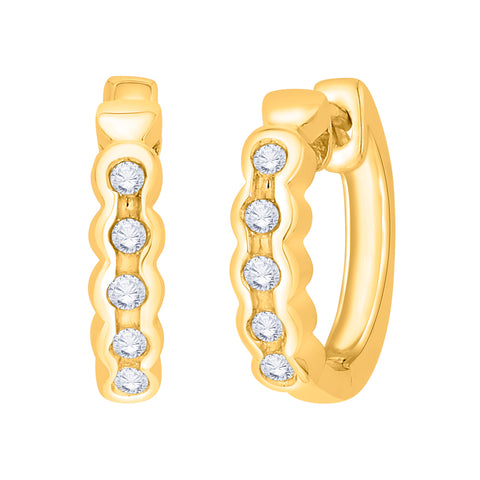 KATARINA 1/10 cttw channel Set Diamond Huggie Earrings