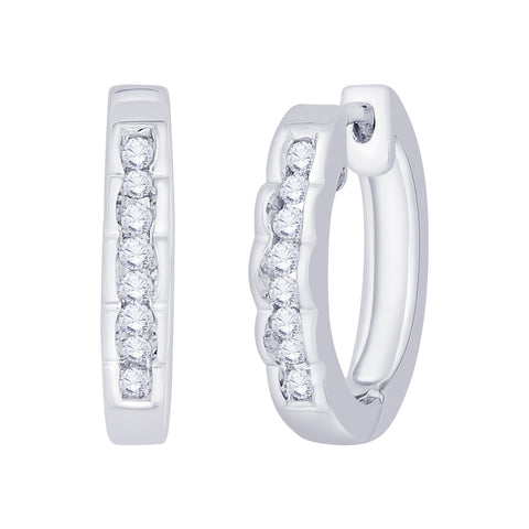 KATARINA 1/6 cttw Channel Set Diamond Hoop Earrings
