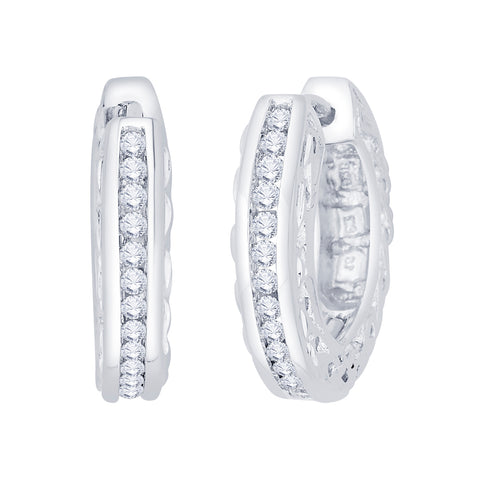 KATARINA 1/2 cttw Channel Set Diamond Hoop Earrings