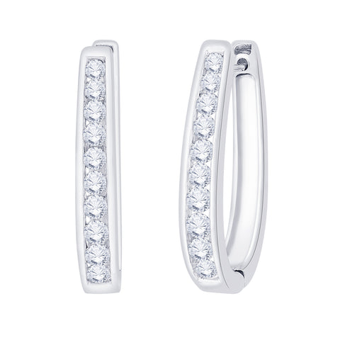 KATARINA 1 cttw Channel Set U-Shape Diamond Hoop Earrings