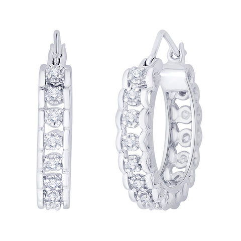 KATARINA 1/4 cttw Prong Set Diamond Hoop Earring