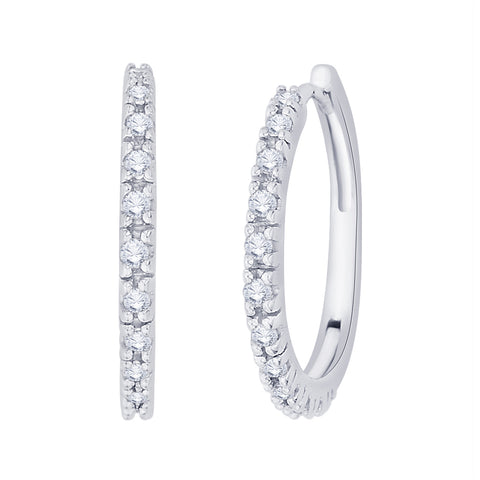 KATARINA 1/6 cttw Prong Set Diamond Hoop Earrings