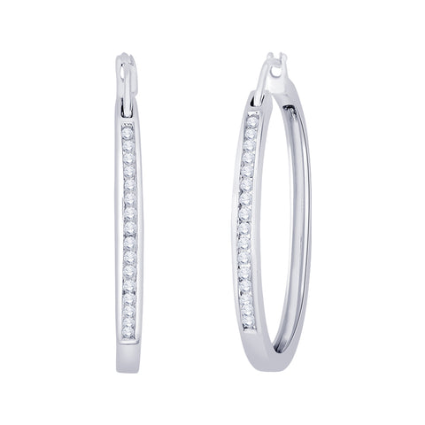 KATARINA 1/4 cttw Channel Set Diamond Hoop Earrings