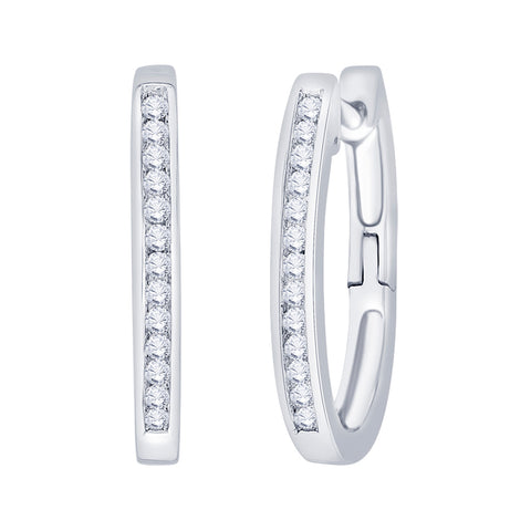 KATARINA 1/4 cttw Channel Set Diamond Hoop Earrings