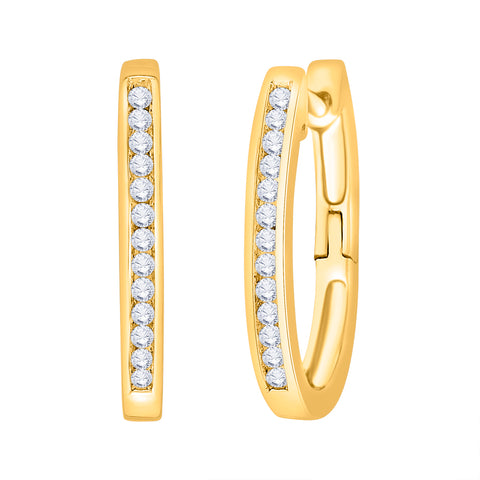 KATARINA 1/4 cttw Channel Set Diamond Hoop Earrings