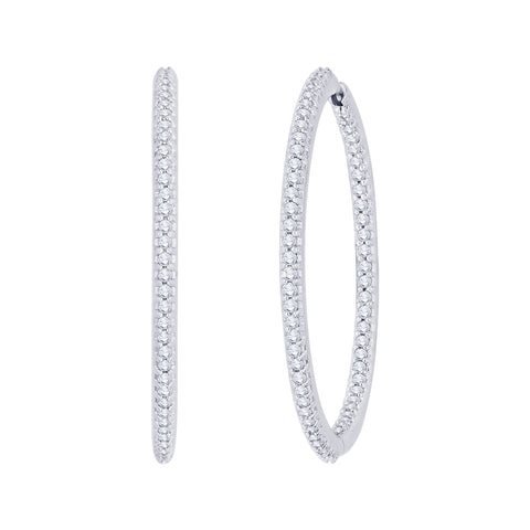 KATARINA 1 1/2 cttw Prong Set Diamond Hoop Earrings