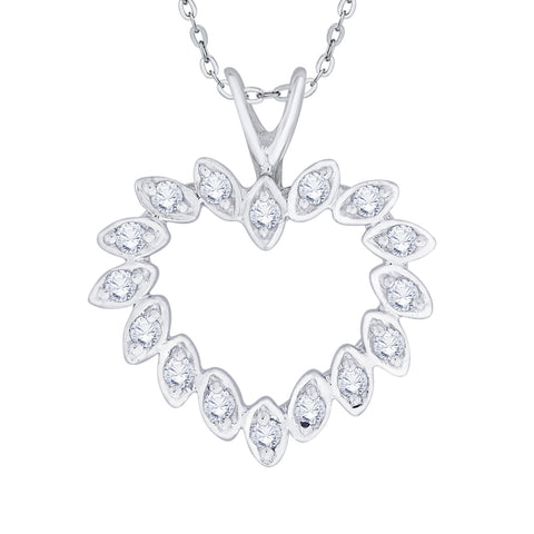 KATARINA 1/6 cttw Prong Set Diamond Heart Pendant Necklace