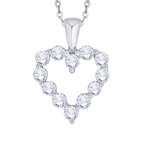 KATARINA 1 cttw Prong Set Diamond Heart Pendant Necklace