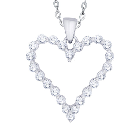 KATARINA 1 cttw Prong Set Diamond Heart Pendant Necklace