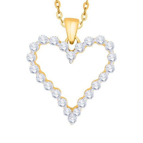 KATARINA 1 cttw Prong Set Diamond Heart Pendant Necklace