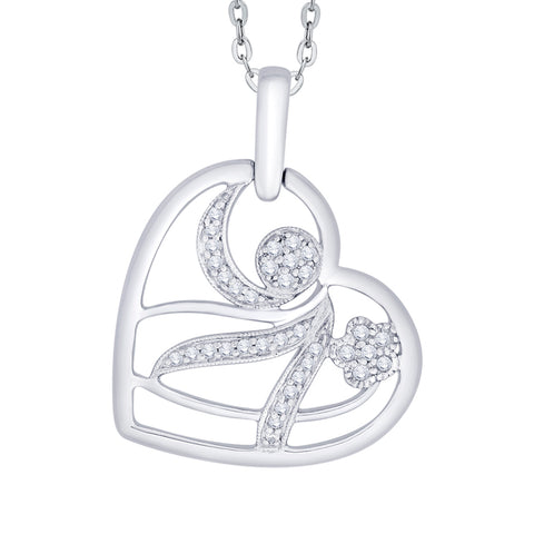 KATARINA 1/4 cttw Prong Set Diamond Heart Pendant Necklace