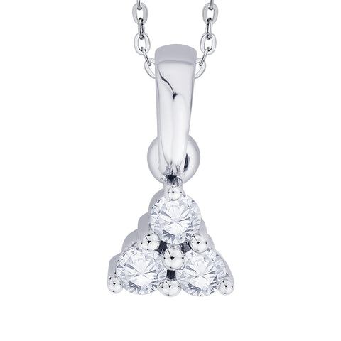 KATARINA 1/4 cttw Prong Set Three Stone Diamond Pendant Necklace