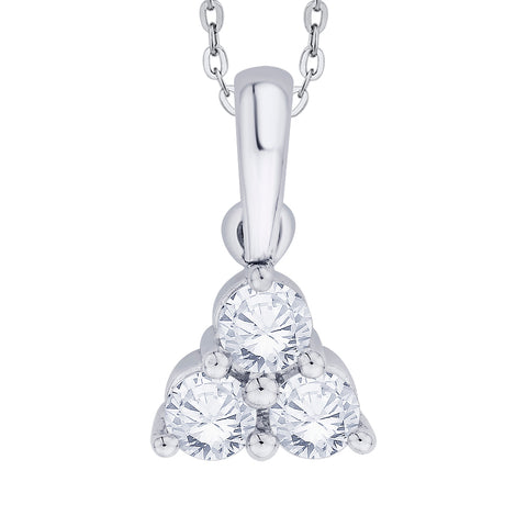 KATARINA Prong Set Three Stone Diamond Pendant Necklace (1 cttw)