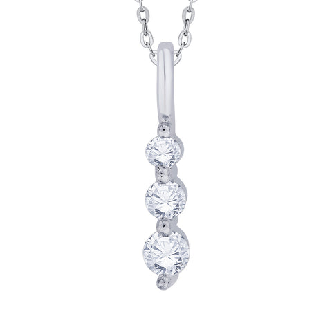 KATARINA 1/4 cttw Prong Set Three Stone Graduating Diamond Pendant Necklace
