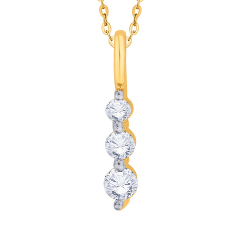 KATARINA 1/4 cttw Prong Set Three Stone Graduating Diamond Pendant Necklace