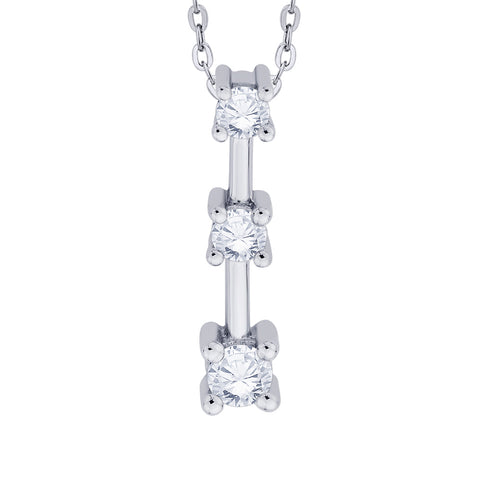 KATARINA Prong Set Three Stone Graduating Diamond Pendant Necklace (1/2 cttw)