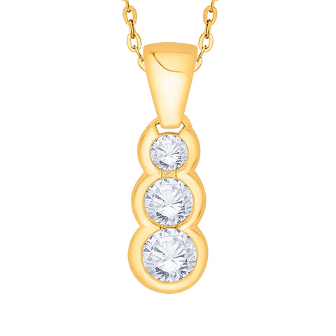 KATARINA 1 cttw Bezel Set Three Stone Graduating Diamond Pendant Necklace