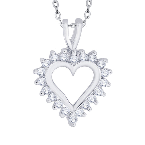 KATARINA 1/4 cttw Prong Set Diamond Heart Pendant Necklace