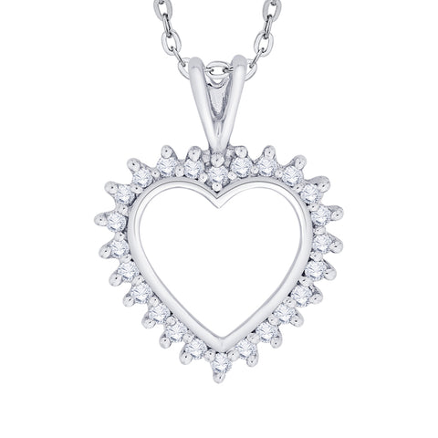 KATARINA 1/4 cttw Prong Set Diamond Heart Pendant Necklace