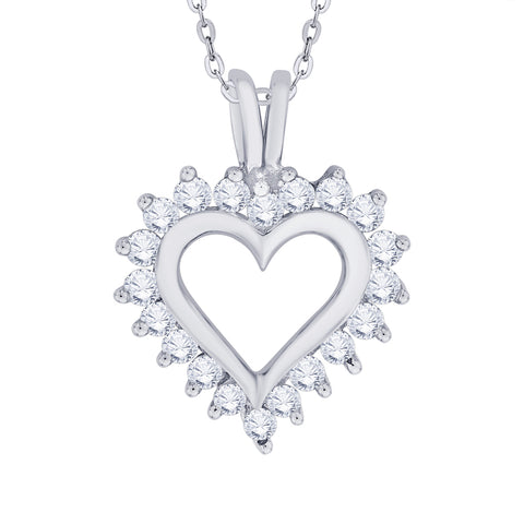 KATARINA 1/2 cttw Prong Set Diamond Heart Pendant Necklace