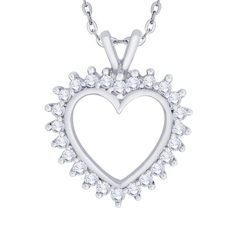 KATARINA 1/2 cttw Prong Set Diamond Heart Pendant Necklace
