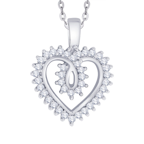 KATARINA 3/4 cttw Prong Set Diamond Heart Pendant Necklace