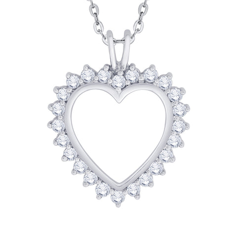 KATARINA 1 cttw Prong Set Diamond Heart Pendant Necklace