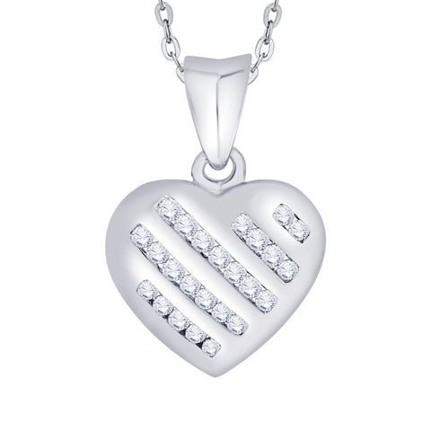 KATARINA 1/4 cttw Channel Set Diamond Heart Pendant Necklace