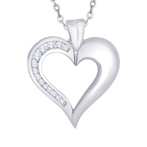 KATARINA 1/4 cttw Channel Set Diamond Heart Pendant Necklace