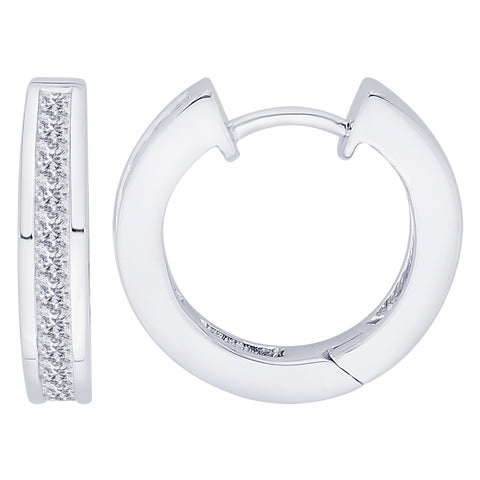 KATARINA Princess Cut Diamond Huggie Earrings (1/2 cttw)