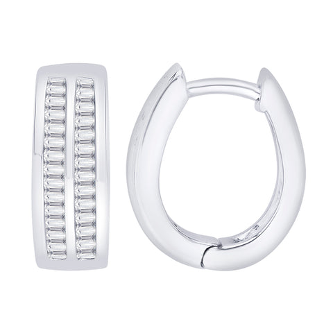 KATARINA Baguette Cut Diamond Huggie Earrings (1/2 cttw)