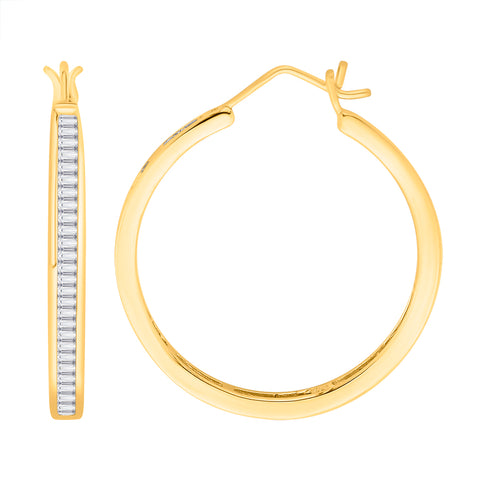 KATARINA Baguette Cut Diamond Hoop Earrings (3/4 cttw)