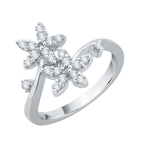 KATARINA 3/8 cttw Bypass Shank Diamond Floral Ring