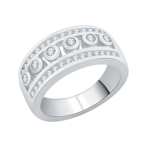 KATARINA 1 cttw Three Row Diamond Wedding Band