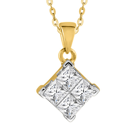 KATARINA Princess Cut Diamond Pendant Necklace (1/2 cttw)