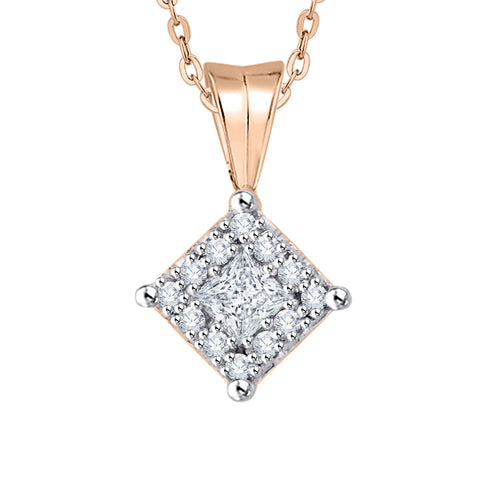 KATARINA Round and Princess Cut Diamond Pendant Necklace (1/3 cttw)