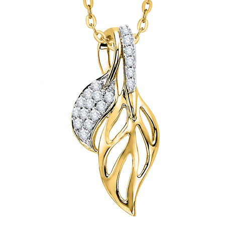KATARINA Prong Set Diamond Leaf Pendant Necklace (1/5 cttw)