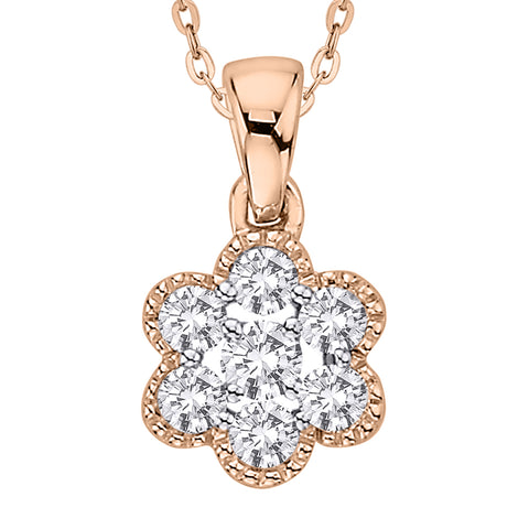 KATARINA Diamond Floral Pendant Necklace (1/4 cttw)