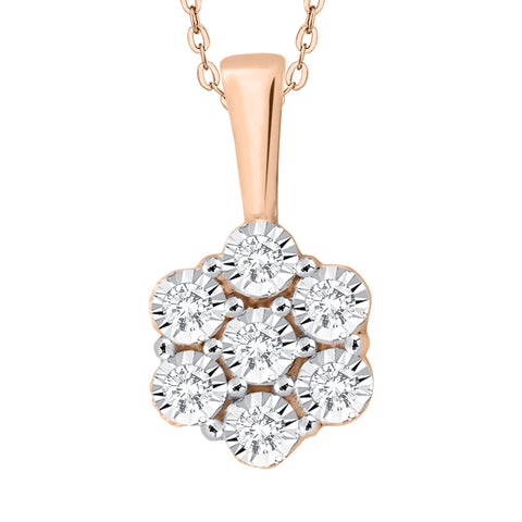 KATARINA Diamond Floral Pendant Necklace (1/10 cttw)