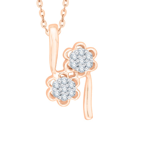 KATARINA Diamond Floral Pendant Necklace (1/10 cttw)