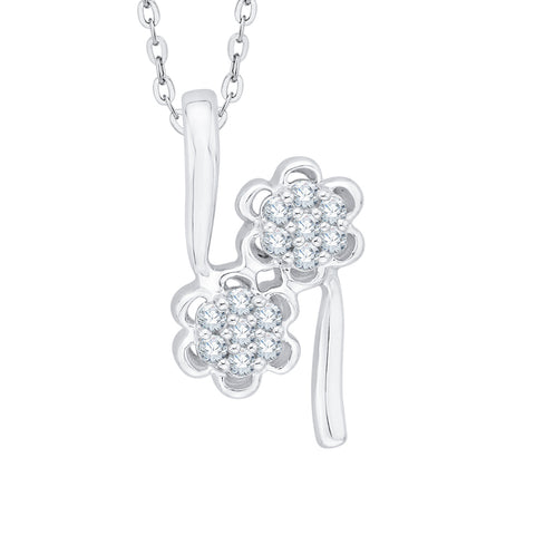 KATARINA Diamond Floral Pendant Necklace (1/10 cttw)