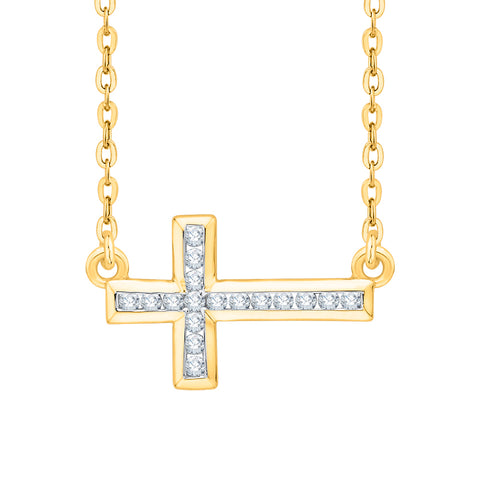 KATARINA Diamond Cross Pendant Necklace (1/5 cttw)