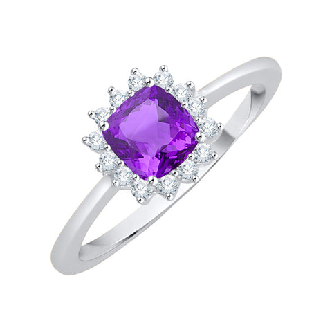 KATARINA Gemstone and Diamond Halo Engagement Ring (7/8 cttw G-H, I2-I3)