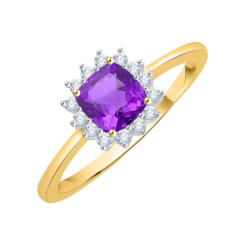 KATARINA Gemstone and Diamond Halo Engagement Ring (7/8 cttw G-H, I2-I3)