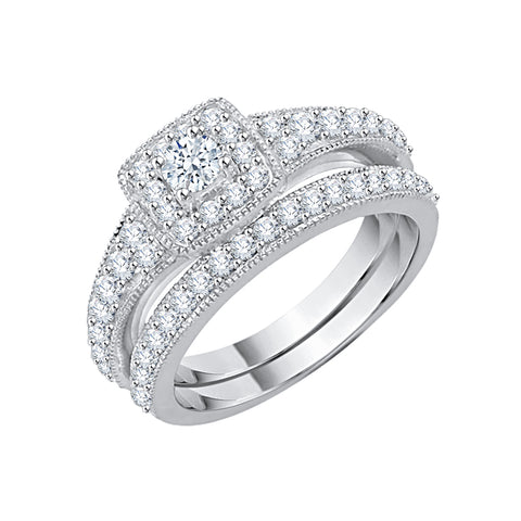 KATARINA 7/8 cttw Diamond Halo Bridal Set