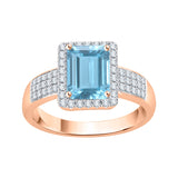 14K Rose Gold~Blue Topaz, 10K Rose Gold~Blue Topaz